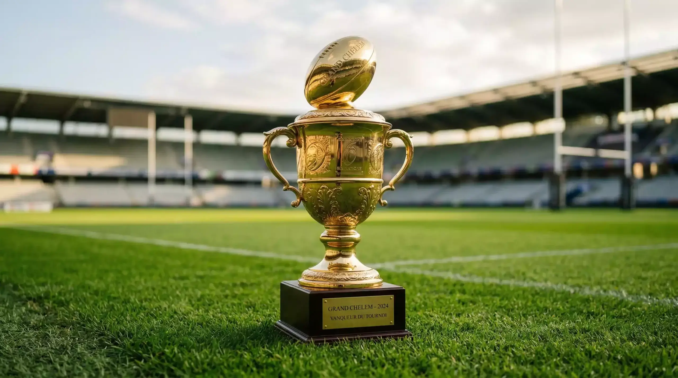 Trofeo del Six Nations sobre césped de estadio
