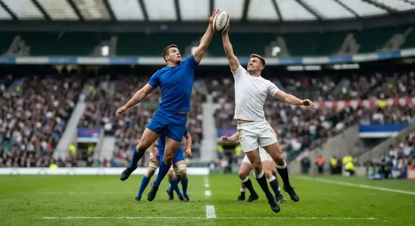 Jugadores de rugby de selecciones europeas durante un partido del Six Nations